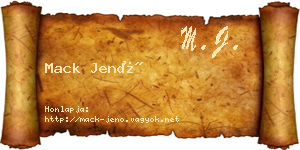 Mack Jenő névjegykártya